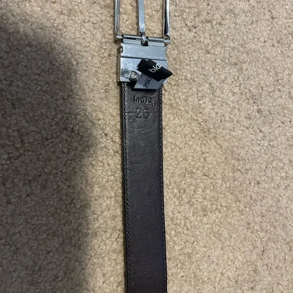 Black Leather Belt with Silver Buckle - Picture 2 of 3